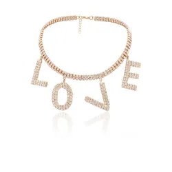 Luxury choker / short necklace - with crystal LOVE letters