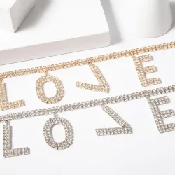 Luxury choker / short necklace - with crystal LOVE letters