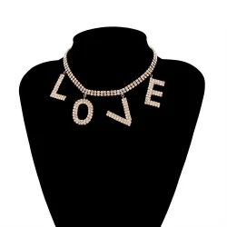 Luxury choker / short necklace - with crystal LOVE letters