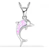 Silberkette mit buntem Opaldelfin