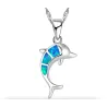 Silberkette mit buntem Opaldelfin
