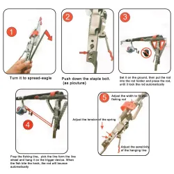 Fishing rod holder - bracket - automatic spring - adjustable - foldable - stainless steel