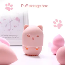 Cosmetische spons opbergdoos - siliconen droog- / reinigingskoffer - kittenvormKwasten