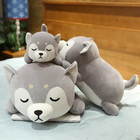 Liggende Husky hond - knuffel - kussenKnuffels
