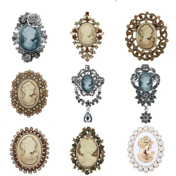 Vintage Brosche - Kristall-Cameo