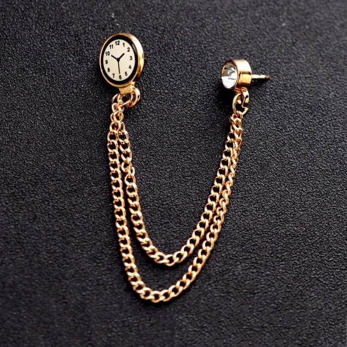 Spilla con tendenza coreana - spilla con orologio e catena