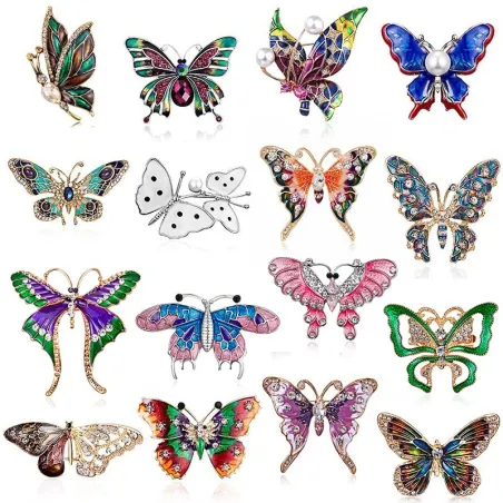 Elegante vintage broche met kristallen vlinderBroches