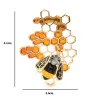 Enamel bee / honeycomb - elegant brooch