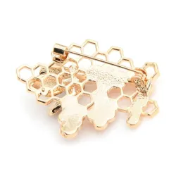 Emaille Biene / Wabe - elegante Brosche