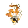Enamel bee / honeycomb - elegant brooch