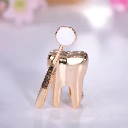 Dentist mirror / tooth - elegant brooch