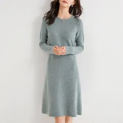 Elegantes Strickkleid - 100% Kaschmir / Wolle - Knielang
