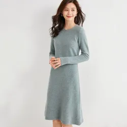 Elegantes Strickkleid - 100% Kaschmir / Wolle - Knielang