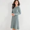 Elegancka dzianinowa sukienka - 100% kaszmir / wełna - do kolanSukienki