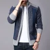 Thick warm sweater - short jacket with zipper - cashmere / wool / fleece