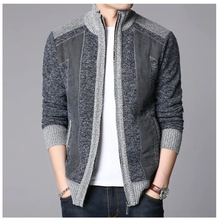 Dicker warmer Pullover - kurze Jacke mit Reißverschluss - Kaschmir / Wolle / Fleece