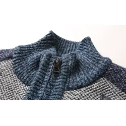 Thick warm sweater - short jacket with zipper - cashmere / wool / fleece