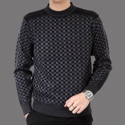 Modieuze geruite gebreide trui - kasjmier / wol - slim fitHoodies & Sweaters