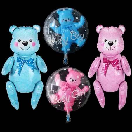 Baby shower - palloncini - orsacchiotto / passeggino - per ragazzi / ragazze