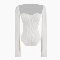Stylish long sleeve pullover - sexy t-shirt - square collar