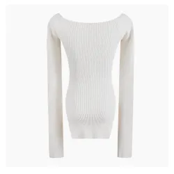 Stylish long sleeve pullover - sexy t-shirt - square collar