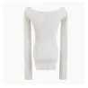 Stylish long sleeve pullover - sexy t-shirt - square collar