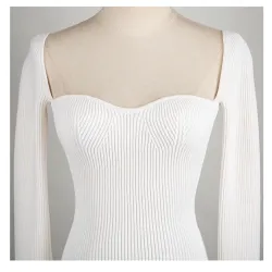 Stylischer Langarmpullover - sexy T-Shirt - eckiger Kragen