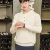 Męski sweter POLO - t-shirt z guzikami - kaszmirBluzy & Swetry