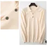 Męski sweter POLO - t-shirt z guzikami - kaszmirBluzy & Swetry