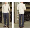 Męski sweter POLO - t-shirt z guzikami - kaszmirBluzy & Swetry