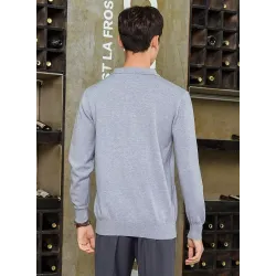 Męski sweter POLO - t-shirt z guzikami - kaszmirBluzy & Swetry
