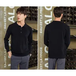 Herren POLO Pullover - T-Shirt mit Knöpfen - Kaschmir