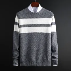Klassischer Strickpullover mit Streifen - Kaschmir / Baumwolle