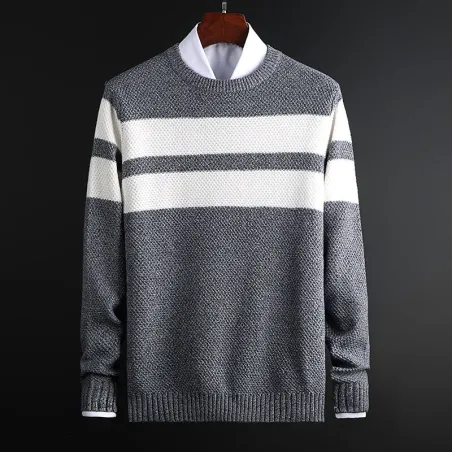 Klasyczny sweter z dzianiny w paski - kaszmir / bawełnaBluzy & Swetry