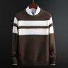 Classic knitted sweater with stripes - cashmere / cotton