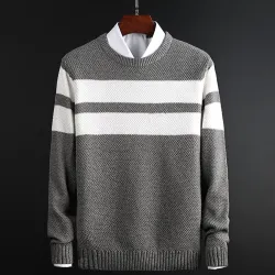 Klasyczny sweter z dzianiny w paski - kaszmir / bawełnaBluzy & Swetry