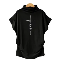 Kurzarm-T-Shirt - klassisches Top - Faith Cross bedruckt