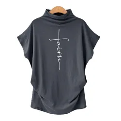 Kurzarm-T-Shirt - klassisches Top - Faith Cross bedruckt