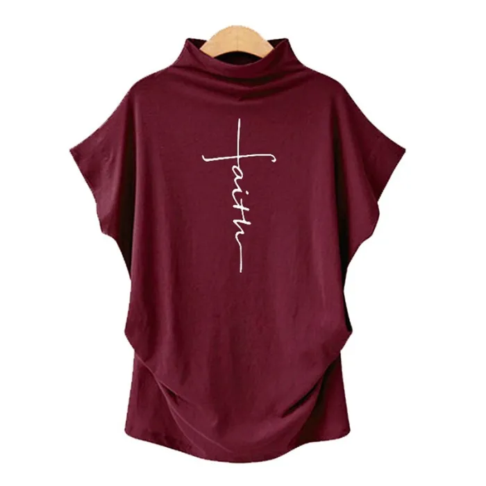 Kurzarm-T-Shirt - klassisches Top - Faith Cross bedruckt
