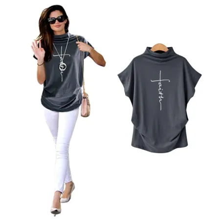 T-shirt met korte mouwen - klassieke top - Faith Cross bedruktBlouses & overhemden