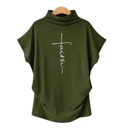 Kurzarm-T-Shirt - klassisches Top - Faith Cross bedruckt