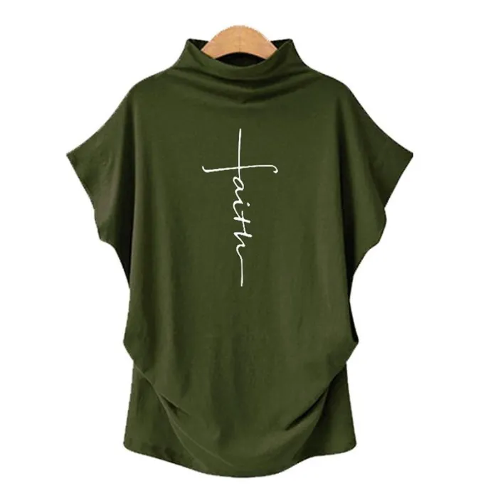 Kurzarm-T-Shirt - klassisches Top - Faith Cross bedruckt