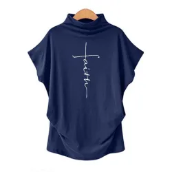 Kurzarm-T-Shirt - klassisches Top - Faith Cross bedruckt