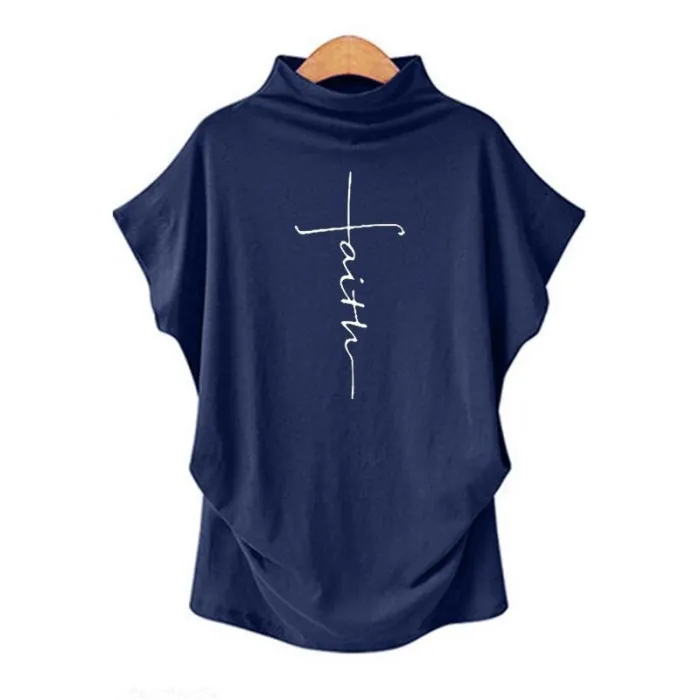 Kurzarm-T-Shirt - klassisches Top - Faith Cross bedruckt