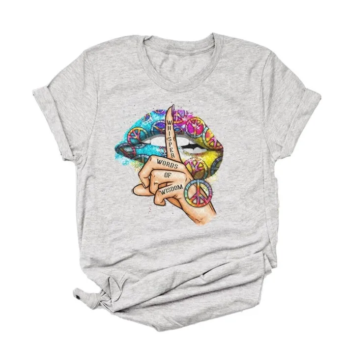 Lippen / Flüsterworte / Aquarellgrafik - trendiges Kurzarm-T-Shirt