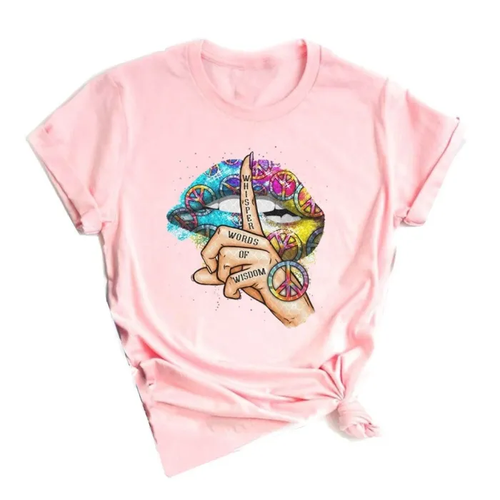 Lippen / Flüsterworte / Aquarellgrafik - trendiges Kurzarm-T-Shirt