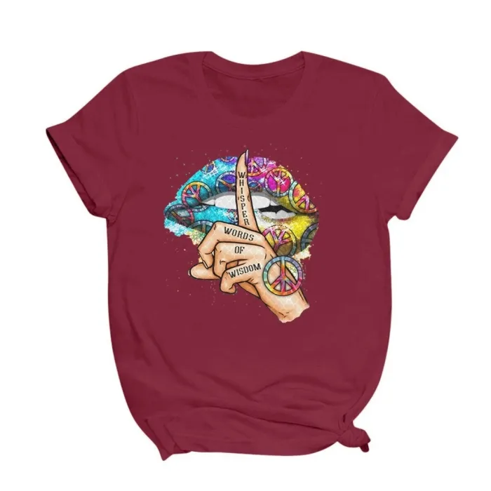 Lippen / Flüsterworte / Aquarellgrafik - trendiges Kurzarm-T-Shirt