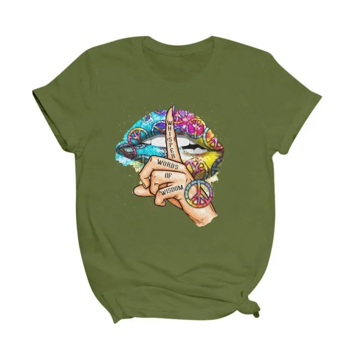 Lippen / Flüsterworte / Aquarellgrafik - trendiges Kurzarm-T-Shirt