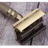 Manual razor - double-sided - long non-slip handle - quick blade replacement - brass
