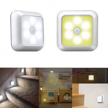 Lampa LED - z czujnikiem ruchu PIR - na ścianę / meble / schody - 2 sztukiKinkiety
